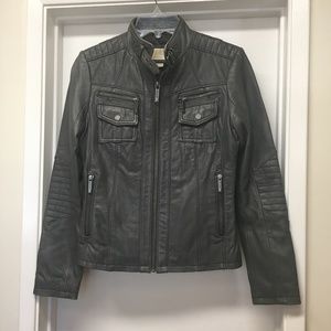 MICHAEL Michael Kors Gray Leather Jacket